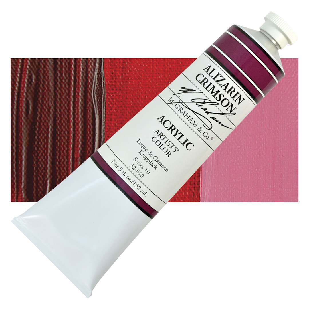 Open in modal - M. Graham Artists' Acrylic - Alizarin Crimson, 5 oz Tube and swatch