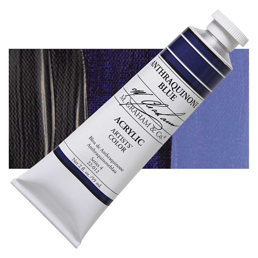 Open in modal - M. Graham Artists' Acrylic - Anthraquinone Blue, 59 ml tube and swatch