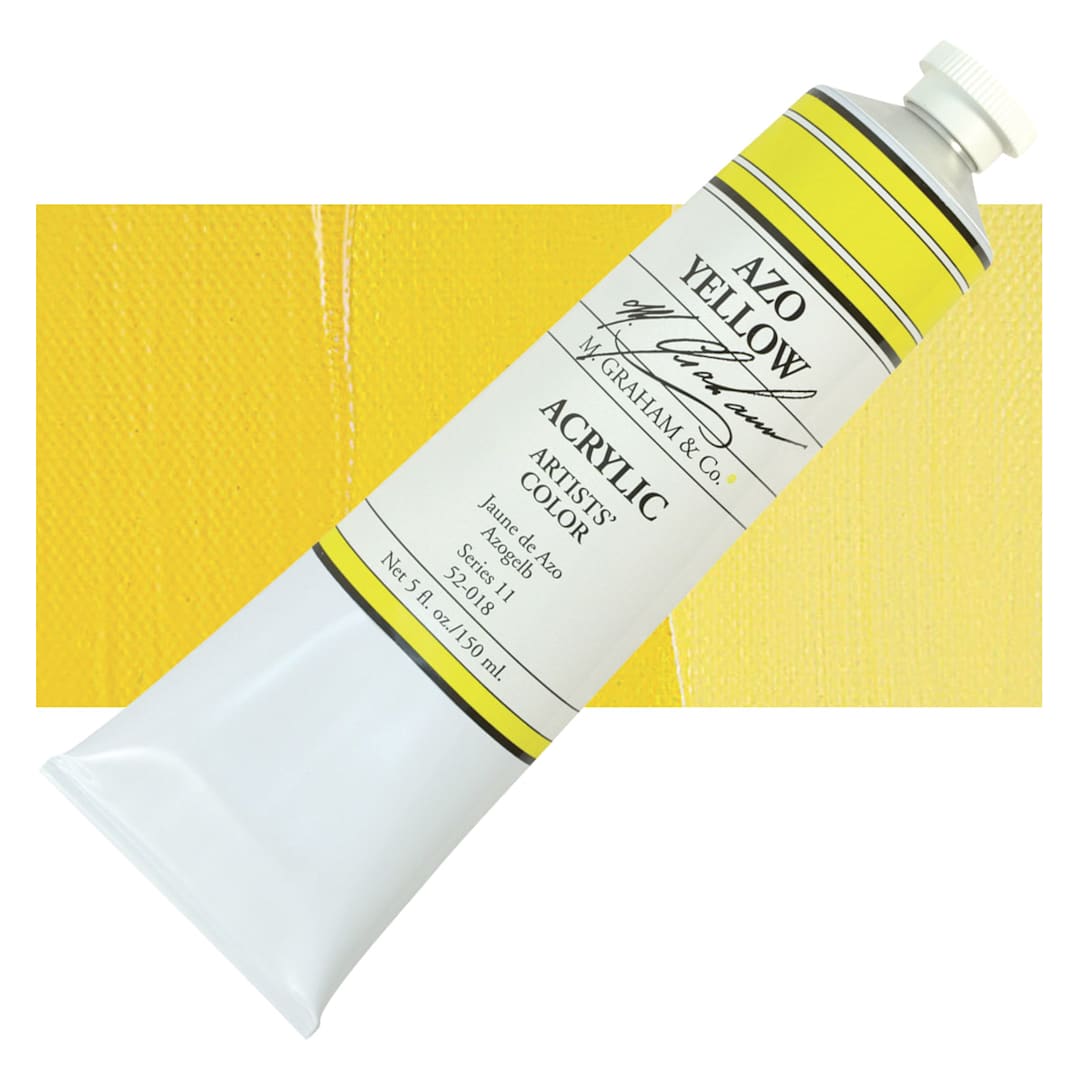 Open in modal - M. Graham Artists' Acrylic - Azo Yellow, 5 oz Tube and swatch