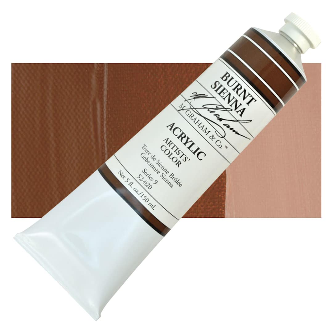 Open in modal - M. Graham Artists' Acrylic - Burnt Sienna, 5 oz Tube and swatch