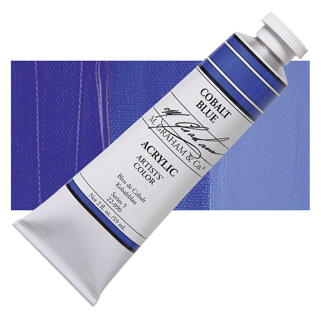 Open in modal - M. Graham Artists' Acrylic - Cobalt Blue, 2 oz and swatch