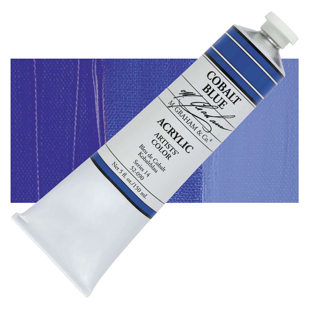 Open in modal - M. Graham Artists' Acrylic - Cobalt Blue, 5 oz Tube and swatch