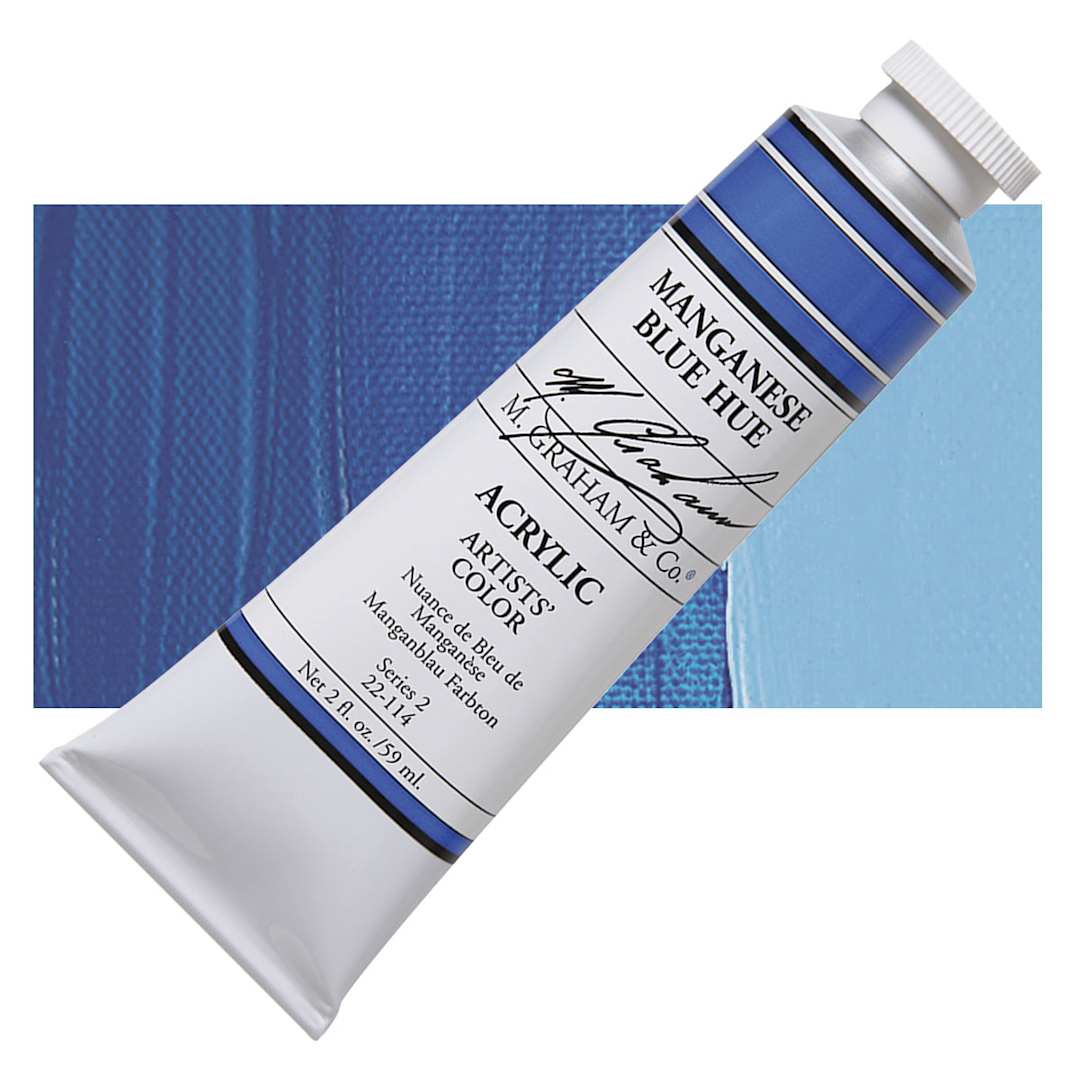 Open in modal - M. Graham Artists' Acrylic - Manganese Blue Hue, 2 oz tube and swatch