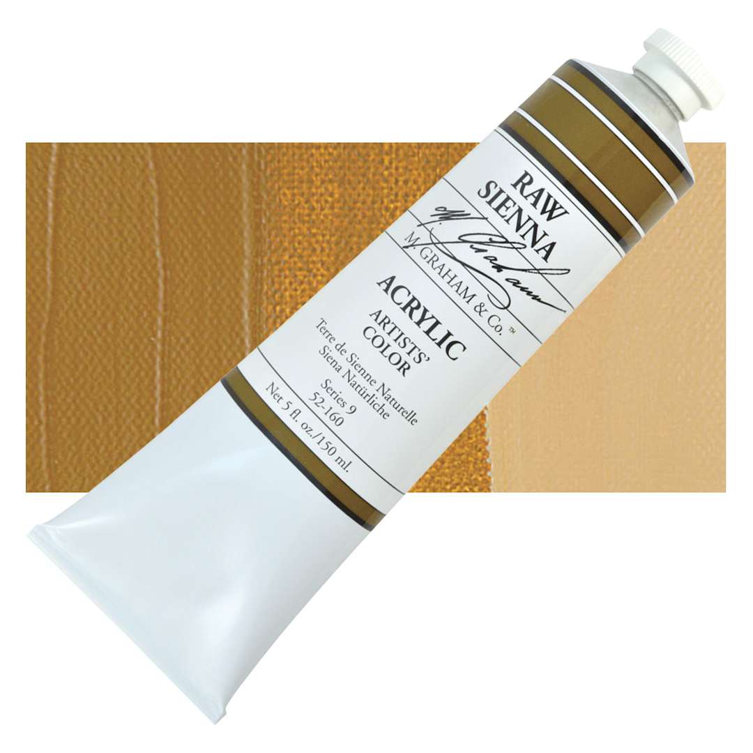 Open in modal - M. Graham Artists' Acrylic - Raw Sienna, 5 oz Tube and swatch