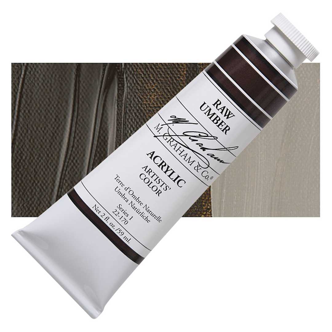 Open in modal - M. Graham Artists' Acrylic - Raw Umber, 2 oz tube and swatch