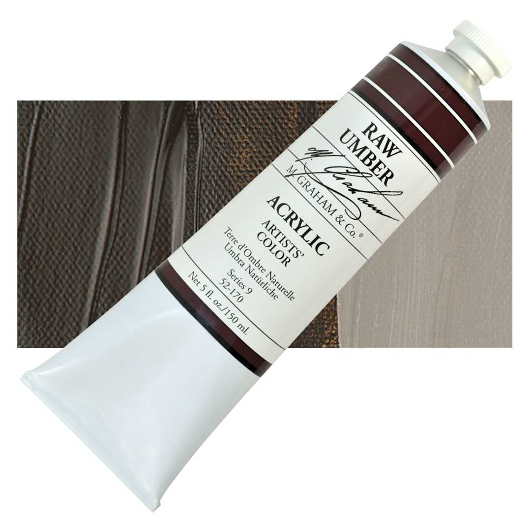Open in modal - M. Graham Artists' Acrylic - Raw Umber, 5 oz Tube and swatch