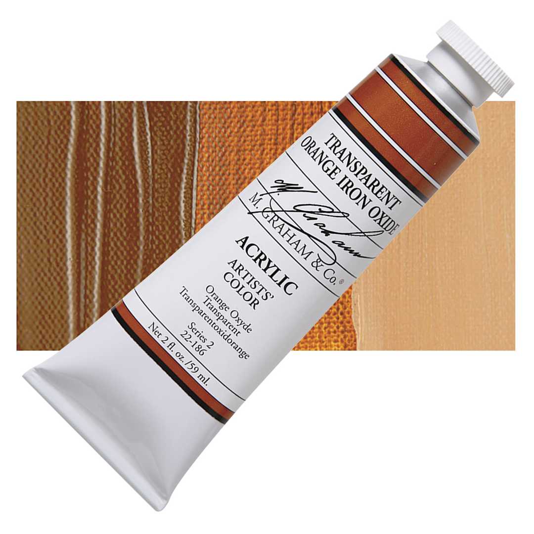 Open in modal - M. Graham Artists' Acrylic - Transparent Orange Oxide, 2 oz tube and swatch