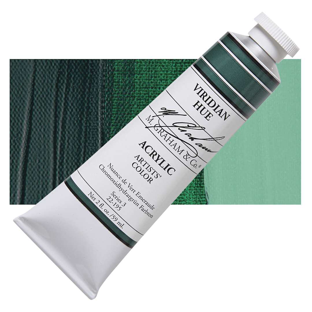 Open in modal - M. Graham Artists' Acrylic - Viridian, 2 oz tube and swatch