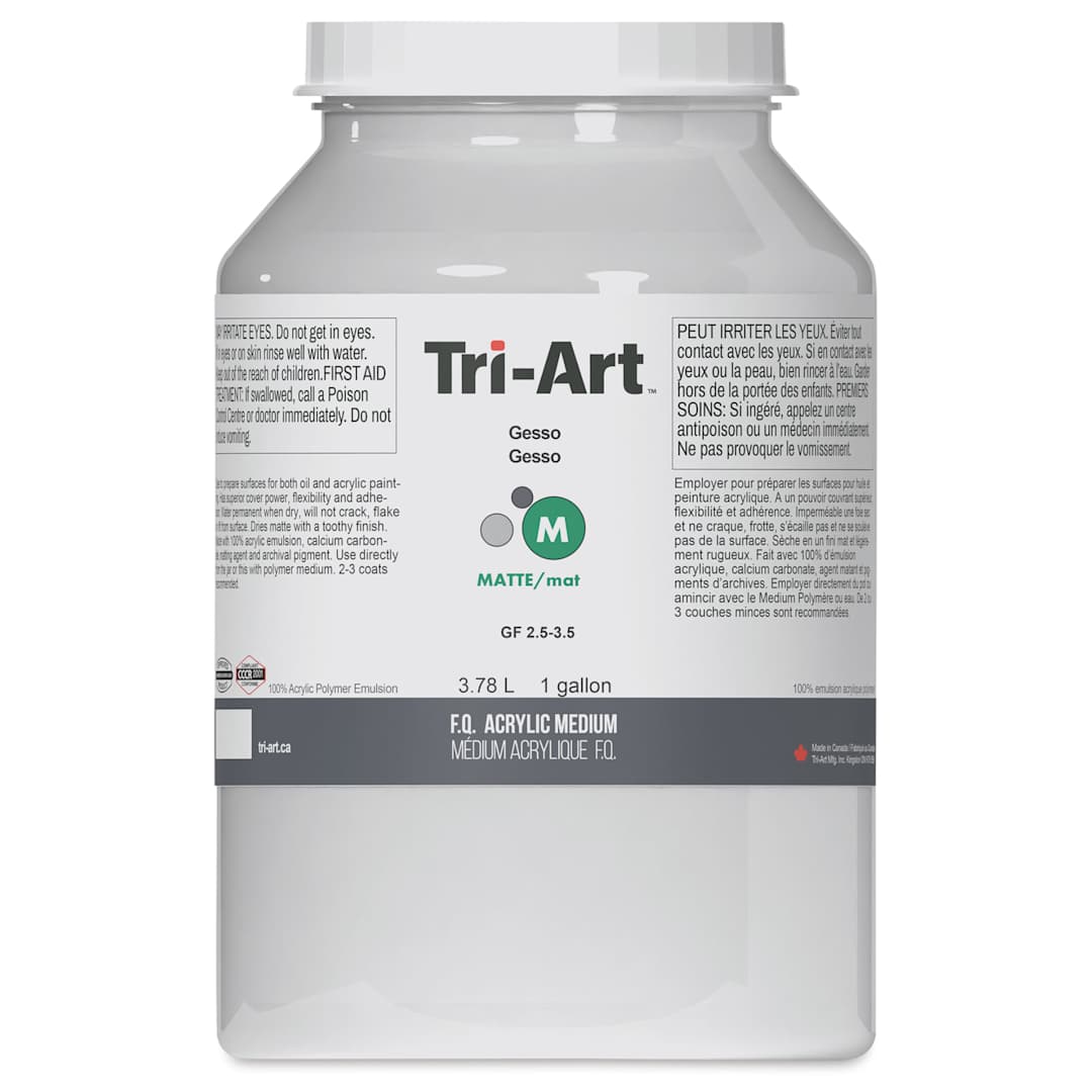 Open in modal - Tri-Art Finest Acrylic White Gesso - Front of One Gallon Jar
