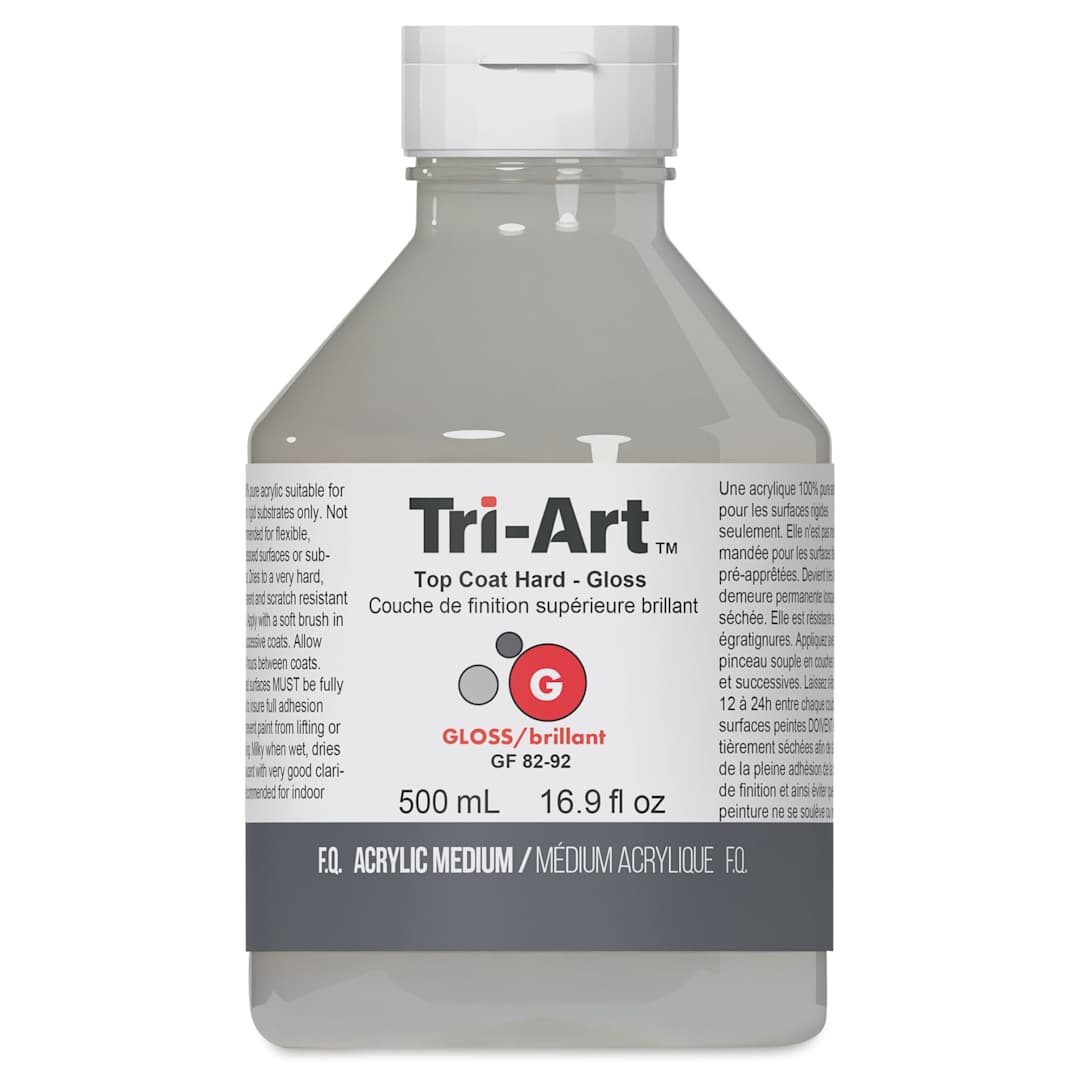 Open in modal - Tri-Art Top Coat Mediums - Front view of bottle of 500 ml Hard Gloss Medium