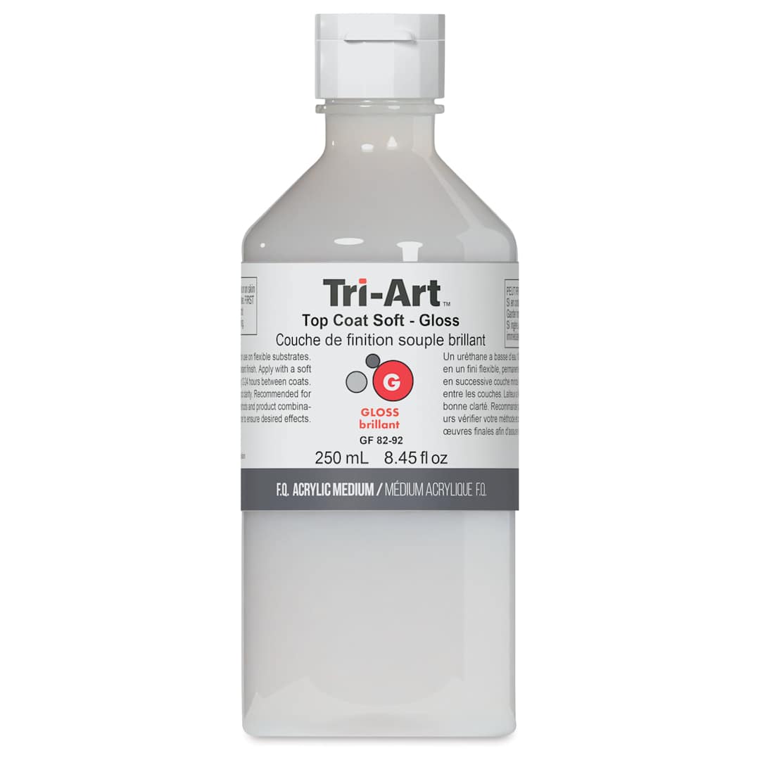 Open in modal - Tri-Art Top Coat Mediums - Front view of bottle of 250 ml Soft Gloss Medium