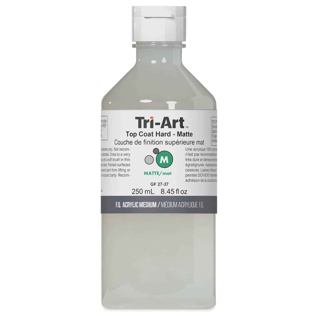 Open in modal - Tri-Art Top Coat Mediums - Front view of bottle of 250 ml Hard Matte Medium