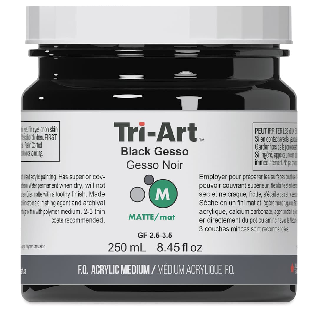 Open in modal - Tri-Art Acrylic Gel Medium - Black Acrylic Gesso, 250 ml jar