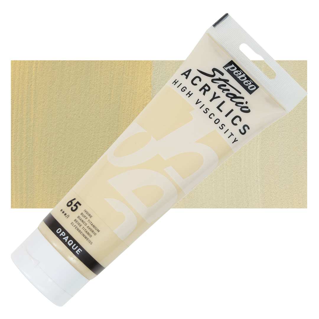 Open in modal - Pebeo High Viscosity Acrylics - Buff Titanium, 250 ml tube and swatch
