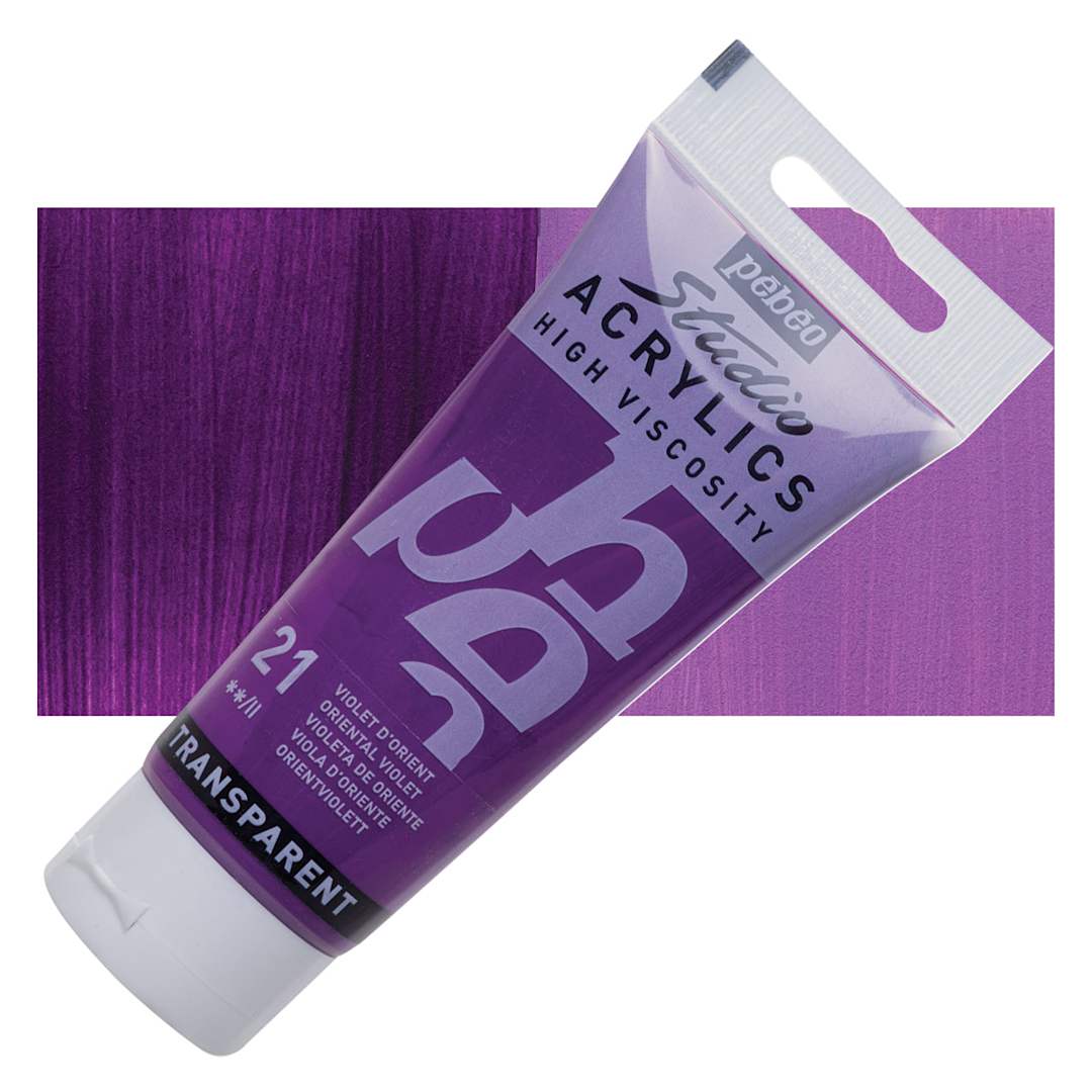 Open in modal - Pebeo High Viscosity Acrylic - Oriental Violet, 100 ml, Swatch with Tube