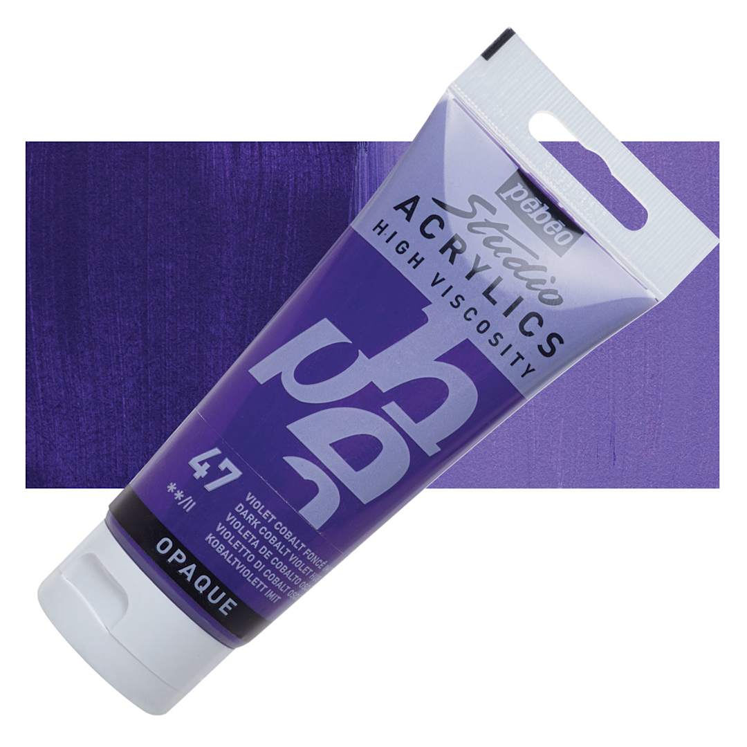 Open in modal - Pebeo High Viscosity Acrylic - Dark Cobalt Violet Hue, 100 ml, Swatch with Tube