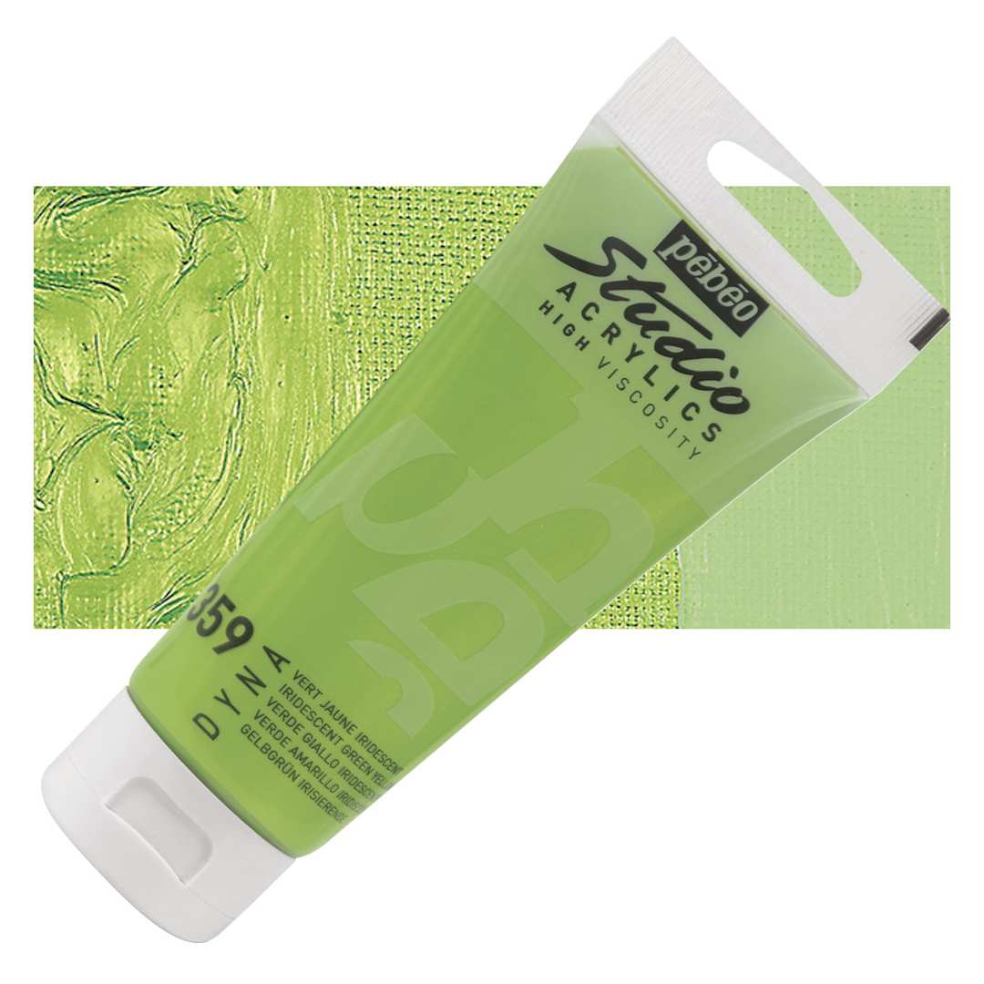 Open in modal - Pebeo High Viscosity Acrylic - Iridescent Green/Yellow, 100 ml tube