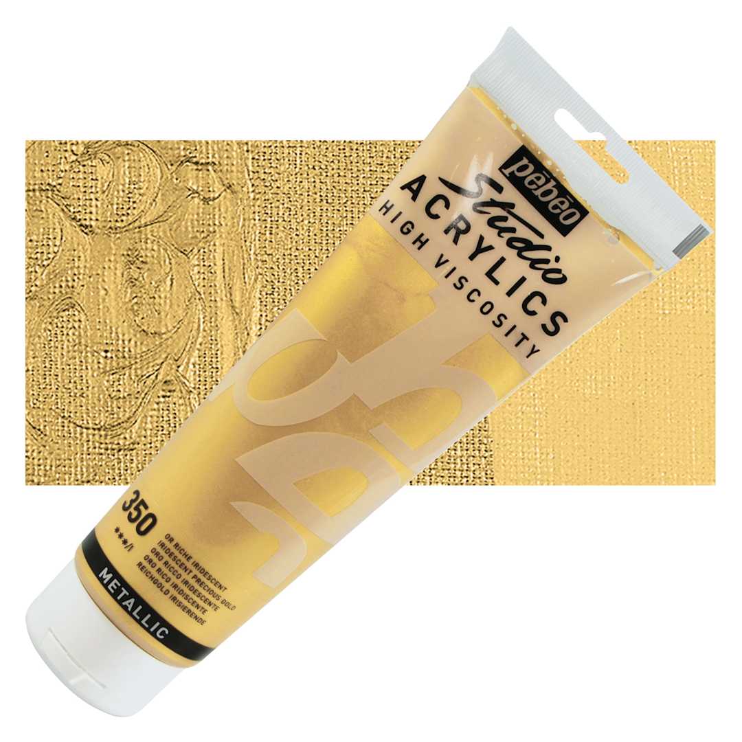 Open in modal - Pebeo High Viscosity Acrylic - Precious Gold, 250 ml, Tube and swatch