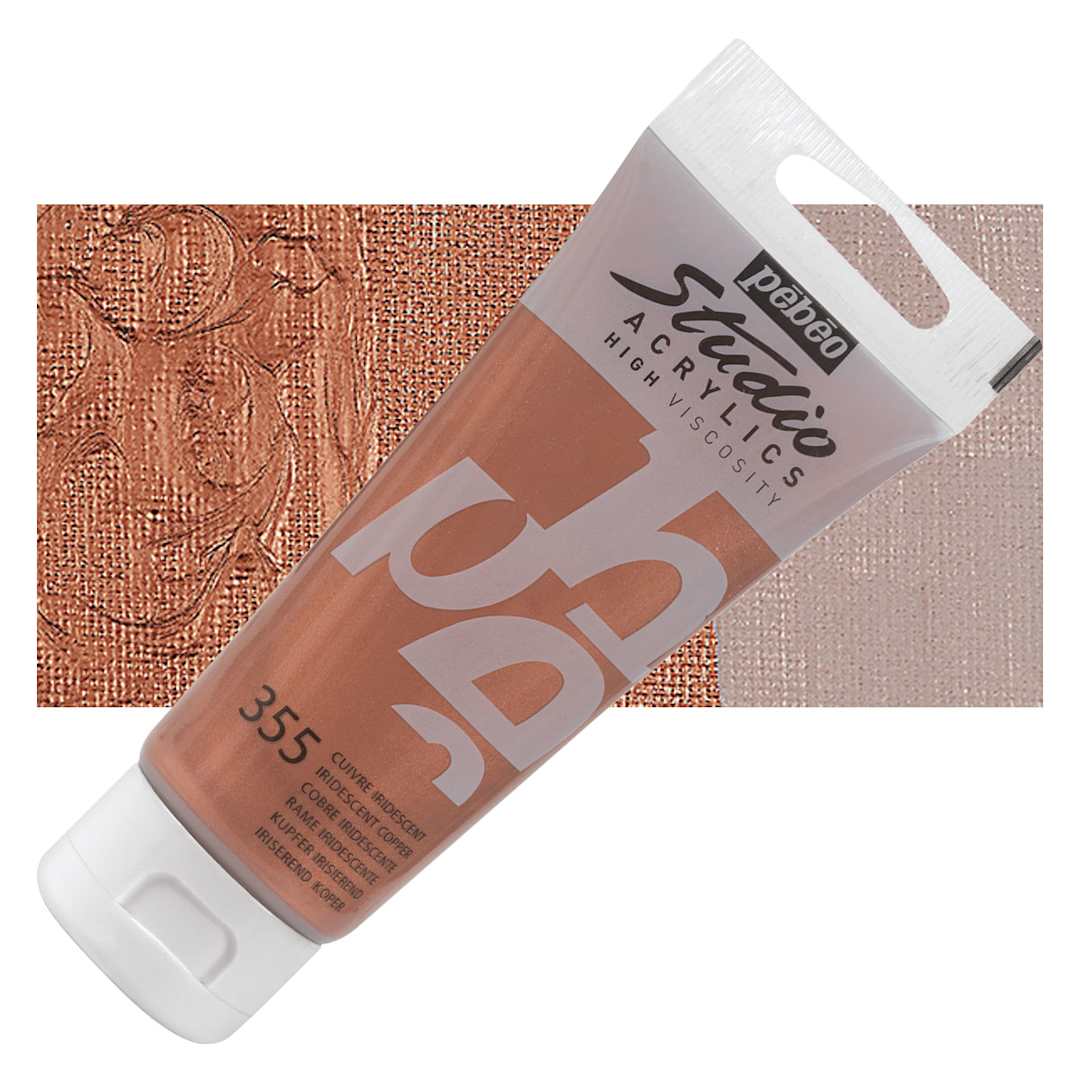 Open in modal - Pebeo High Viscosity Acrylic - Iridescent Copper, 100 ml tube and swatch