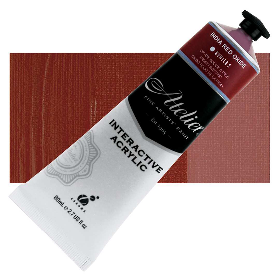 Open in modal - Chroma Atelier Interactive Artists' Acrylic - India Red Oxide, 80 ml tube and swatch