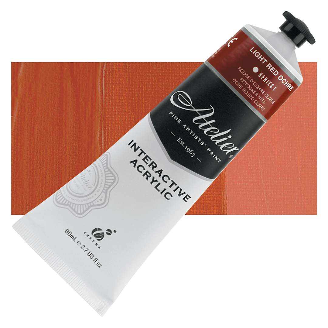 Open in modal - Chroma Atelier Interactive Artists' Acrylic - Light Red Ochre, 80 ml tube and swatch