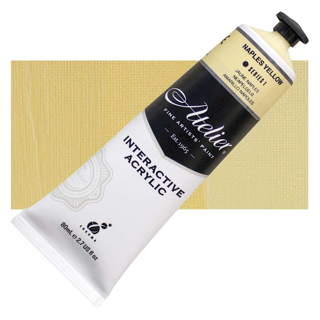 Open in modal - Chroma Atelier Interactive Artists' Acrylic - Naples Yellow, 80 ml tube and swatch