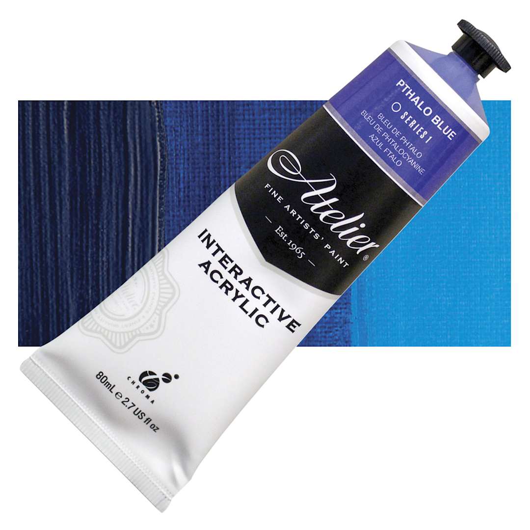 Open in modal - Chroma Atelier Interactive Artists' Acrylic - Pthalo Blue, 80 ml tube and swatch