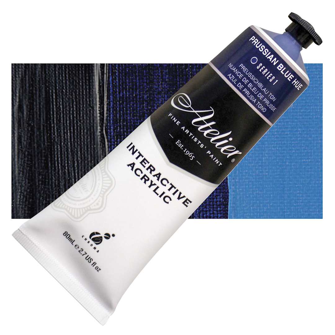 Open in modal - Chroma Atelier Interactive Artists' Acrylic - Prussian Blue Hue, 80 ml tube and swatch