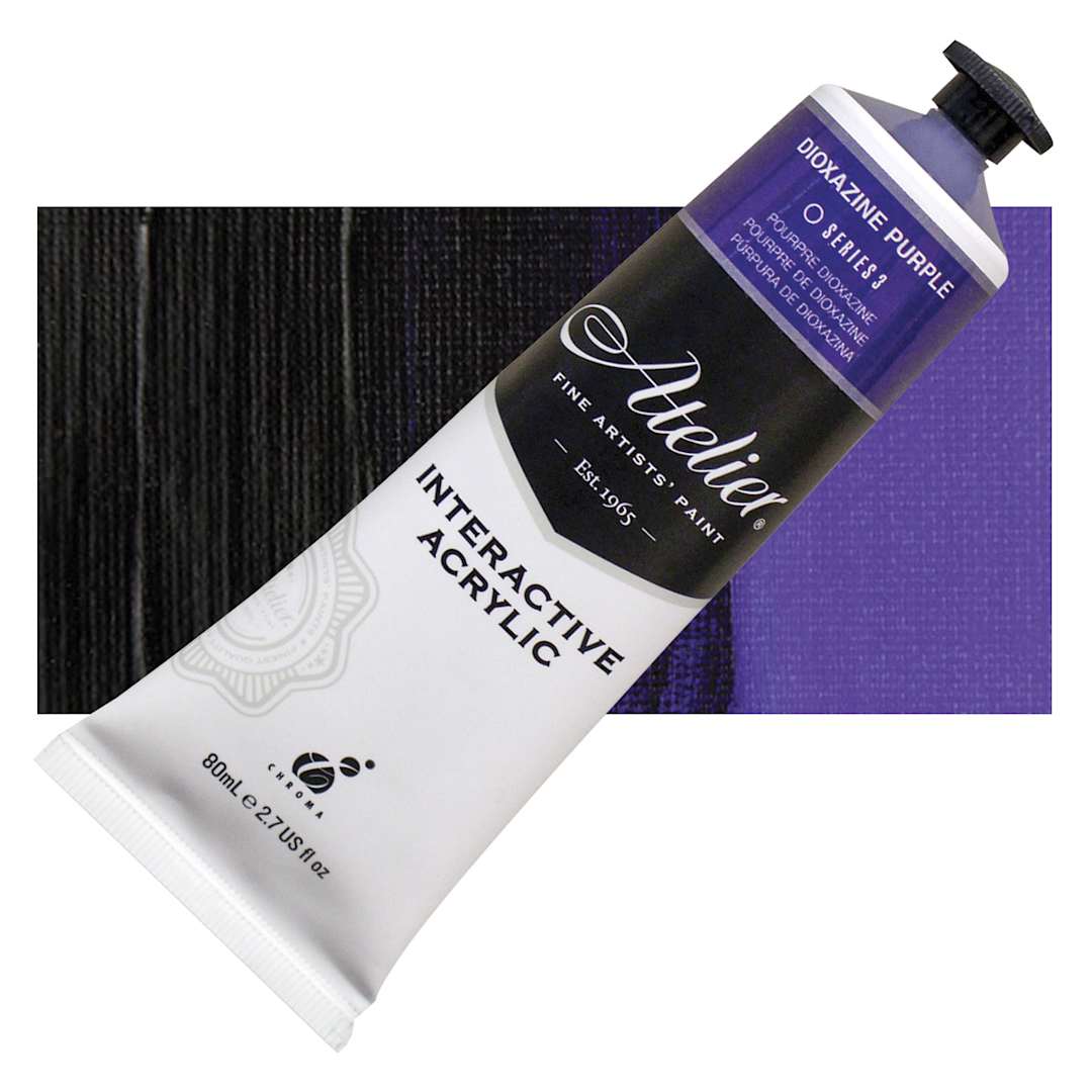 Open in modal - Chroma Atelier Interactive Artists' Acrylic - Dioxazine Purple, 80 ml tube and swatch