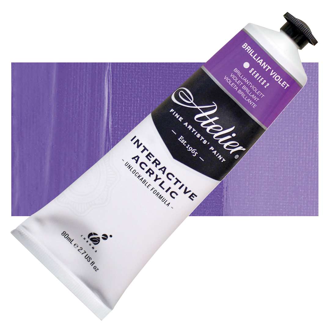 Open in modal - Chroma Atelier Interactive Artists' Acrylic - Brilliant Violet, 80 ml tube and swatch