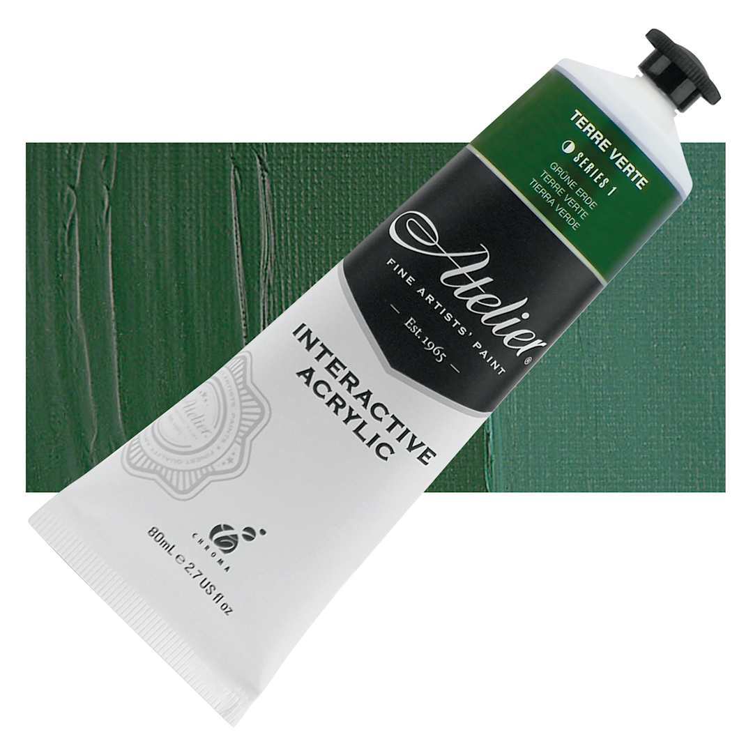 Open in modal - Chroma Atelier Interactive Artists' Acrylic - Terre Verte, 80 ml tube and swatch