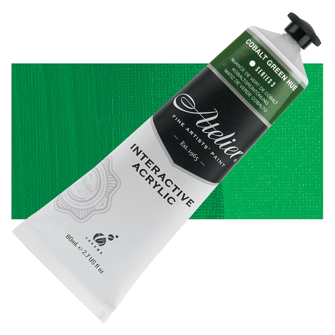 Open in modal - Chroma Atelier Interactive Artists' Acrylic - Cobalt Green Hue, 80 ml tube and swatch