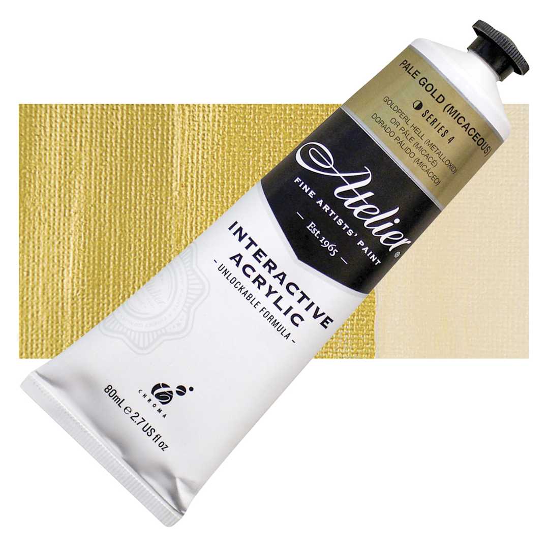 Open in modal - Chroma Atelier Interactive Artists' Acrylic - Pale Gold, 80 ml tube and swatch