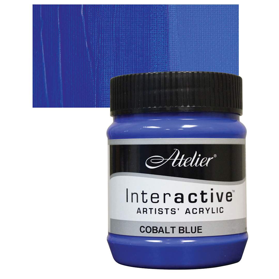 Open in modal - Chroma Atelier Interactive Artists' Acrylic - Cobalt Blue, 250 ml jar and swatch