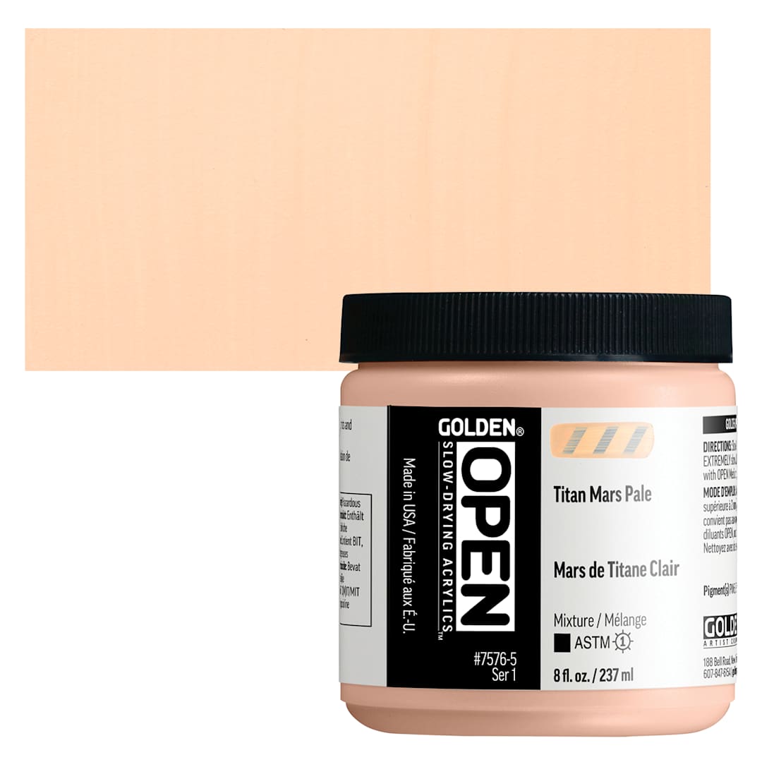 Open in modal - Golden Open Acrylics - Titan Mars Pale, 8 oz Jar and swatch
