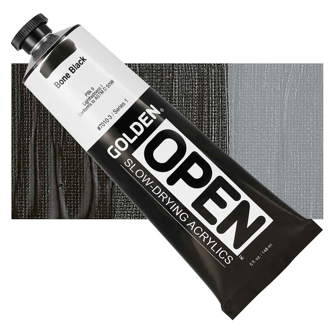 Open in modal - Golden Open Acrylic - Bone Black, 5 oz Tube and swatch
