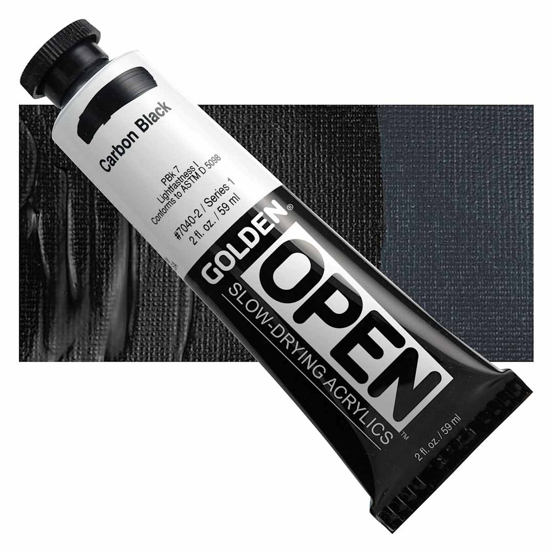 Open in modal - Golden Open Acrylic - Carbon Black, 2 oz Tube and swatch