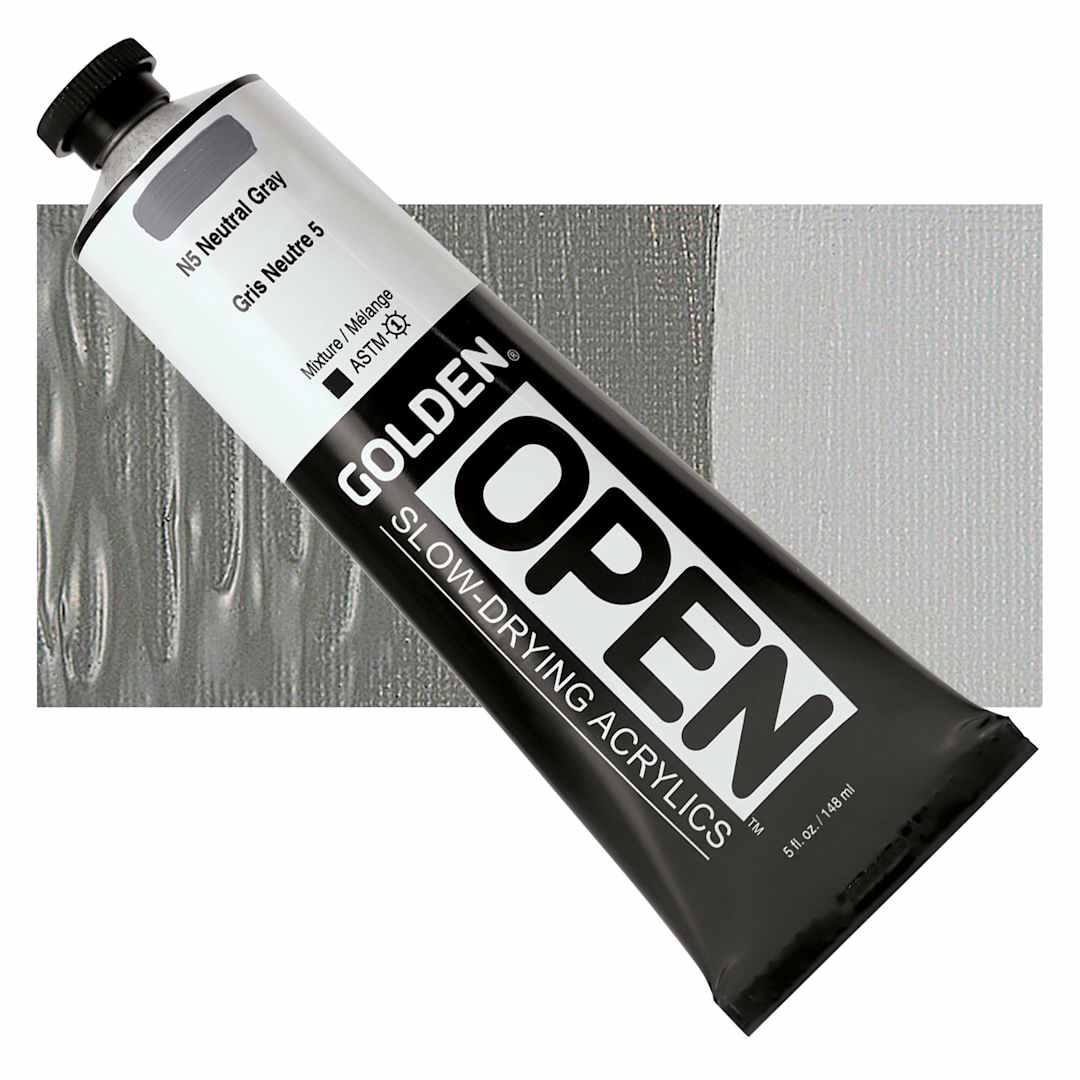 Open in modal - Golden Open Acrylic - Neutral Gray N5, 5 oz,Tube and swatch