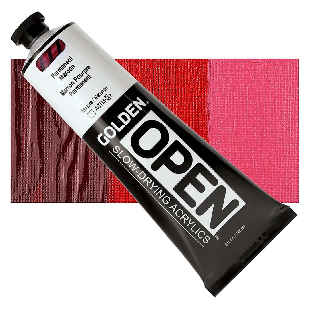 Open in modal - Golden Open Acrylic - Alizarin Crimson Hue, 5 oz Tube and swatch