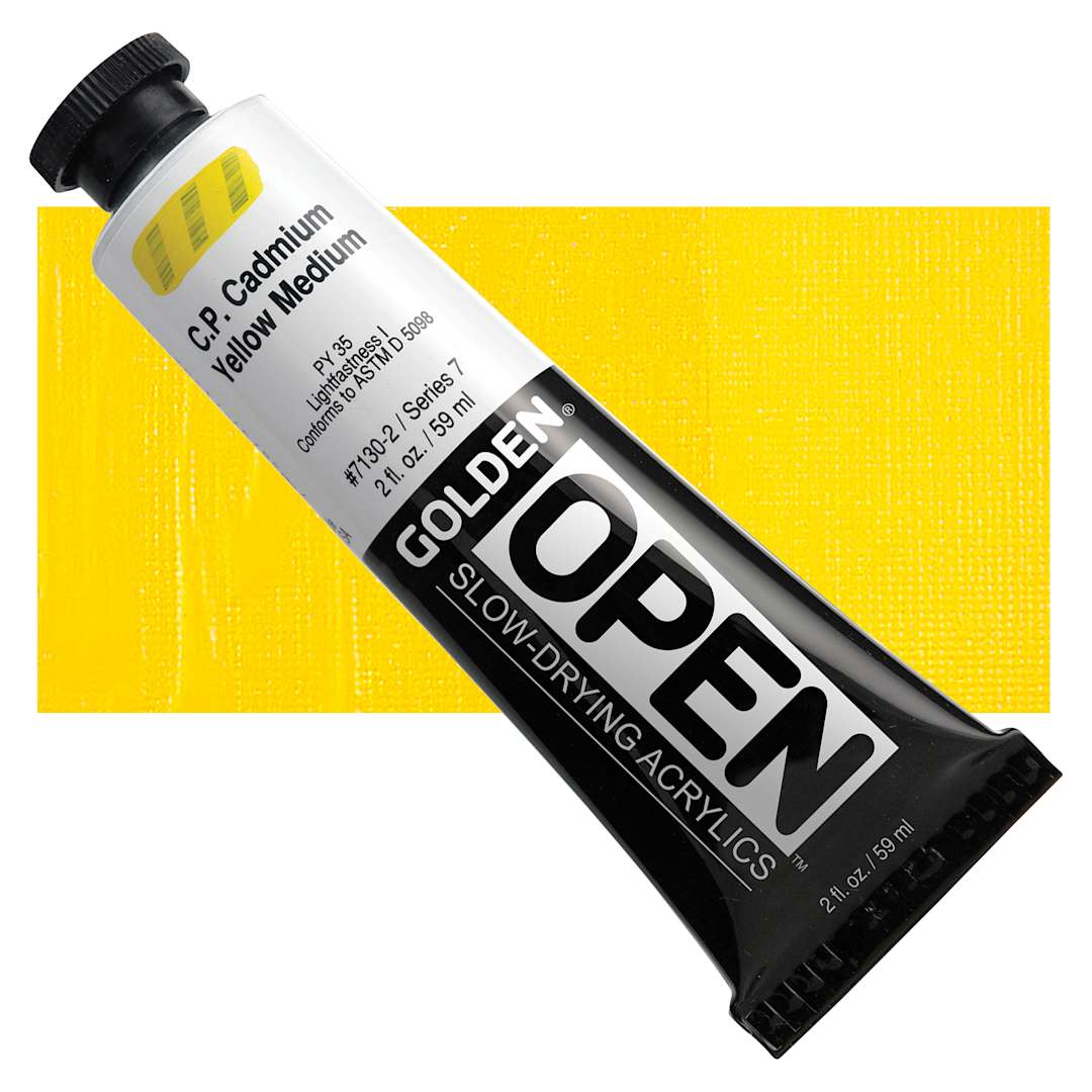 Open in modal - Golden Open Acrylic - Cadmium Yellow Medium, 2 oz Tube and swatch