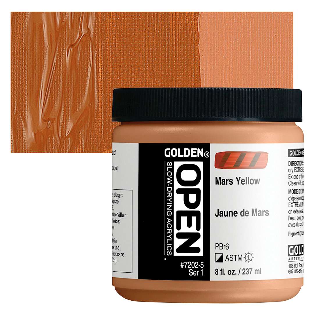 Open in modal - Golden Open Acrylic - Mars Yellow, 8 oz Jar and swatch