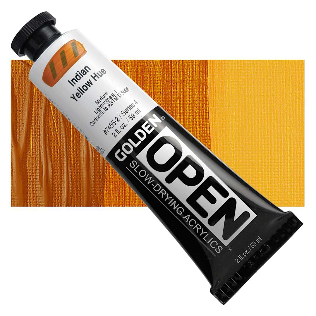 Open in modal - Golden Open Acrylic - Indian Yellow Hue, 2 oz Tube and swatch