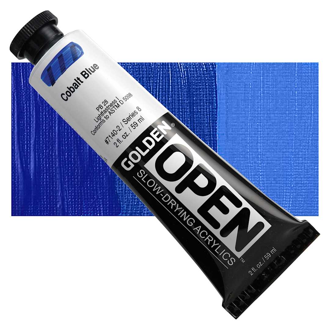 Open in modal - Golden Open Acrylic - Cobalt Blue, 2 oz Tube and swatch