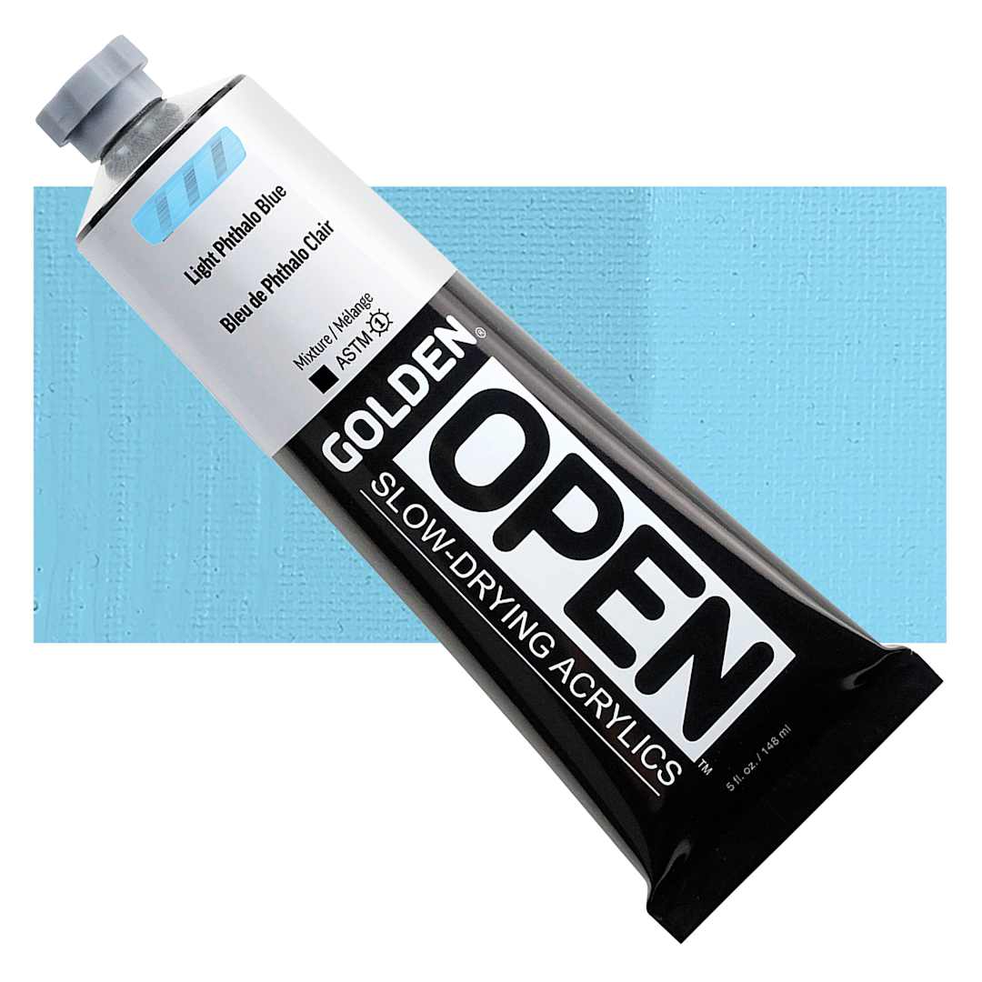 Open in modal - Golden Open Acrylics - Light Phthalo Blue, 5 oz Tube and swatch