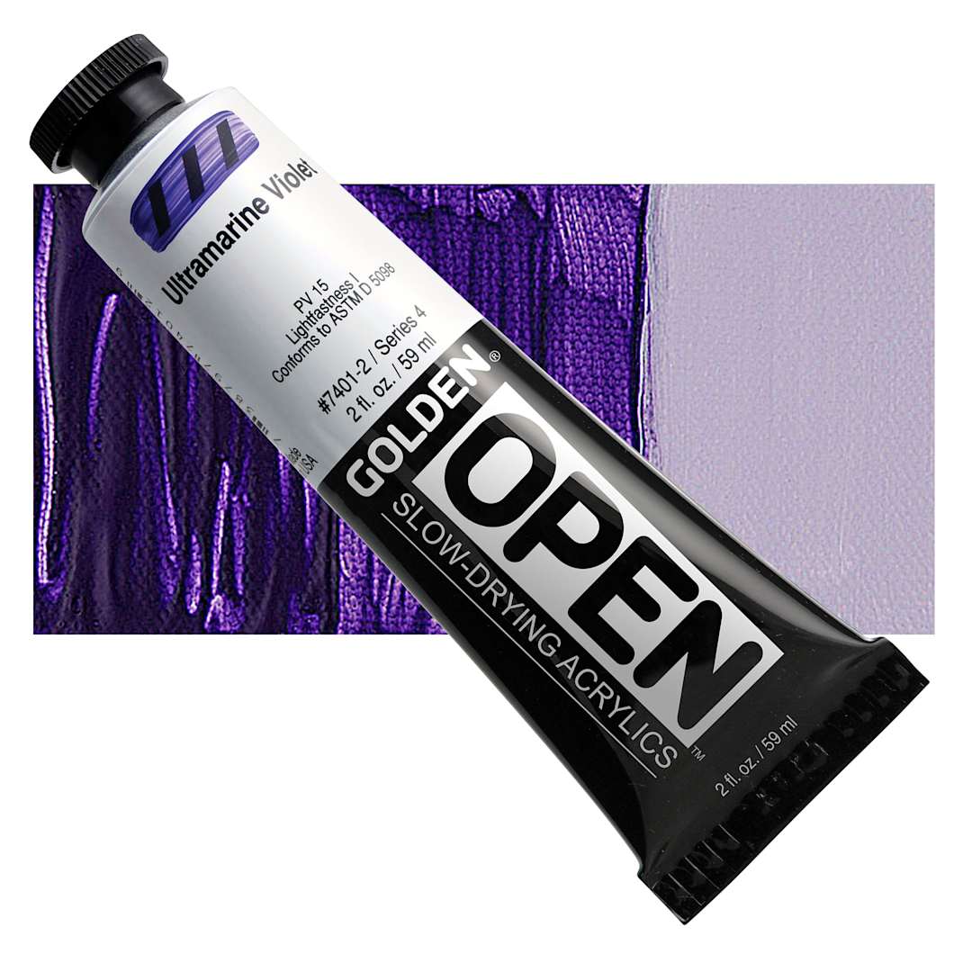 Open in modal - Golden Open Acrylic - Ultramarine Violet, 2 oz tube and swatch