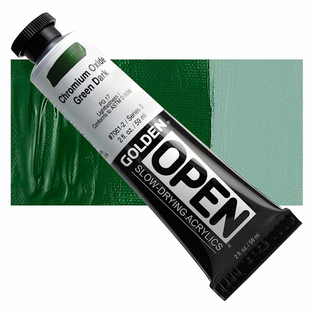 Open in modal - Golden Open Acrylic - Chromium Oxide Green Dark, 2 oz Tube and swatch
