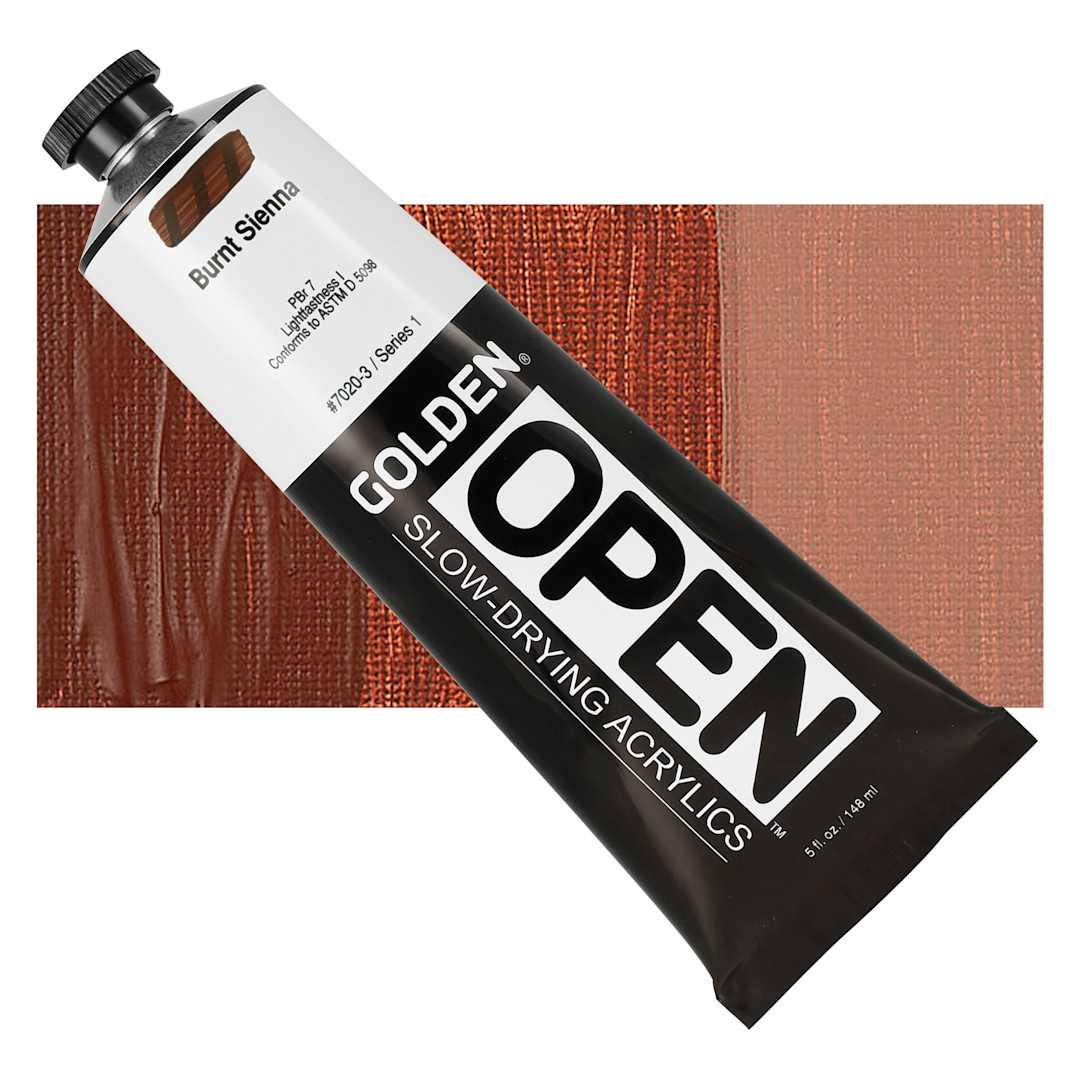 Open in modal - Golden Open Acrylic - Burnt Sienna, 5 oz Tube and swatch