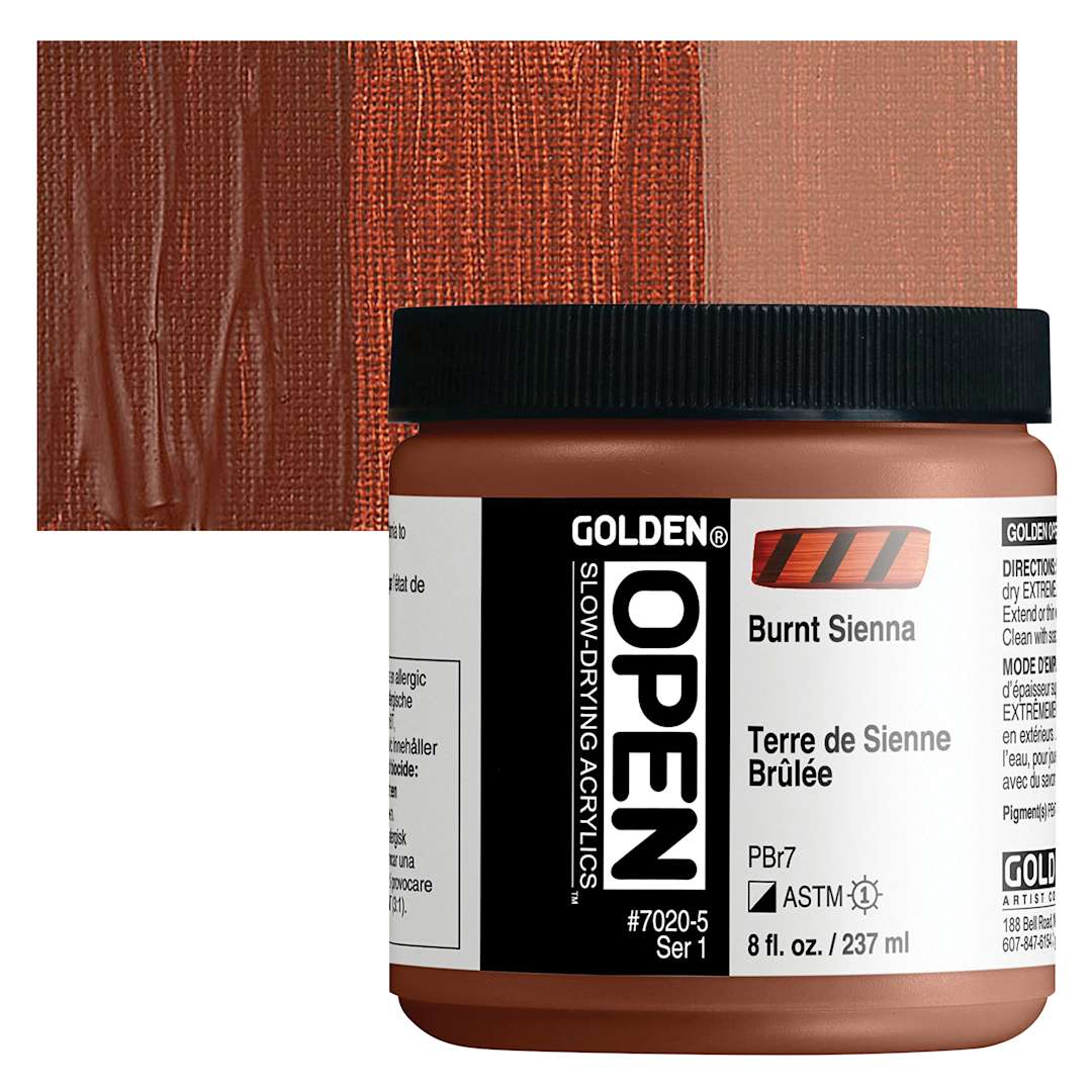Open in modal - Golden Open Acrylic - Burnt Sienna, 8 oz Jar and swatch