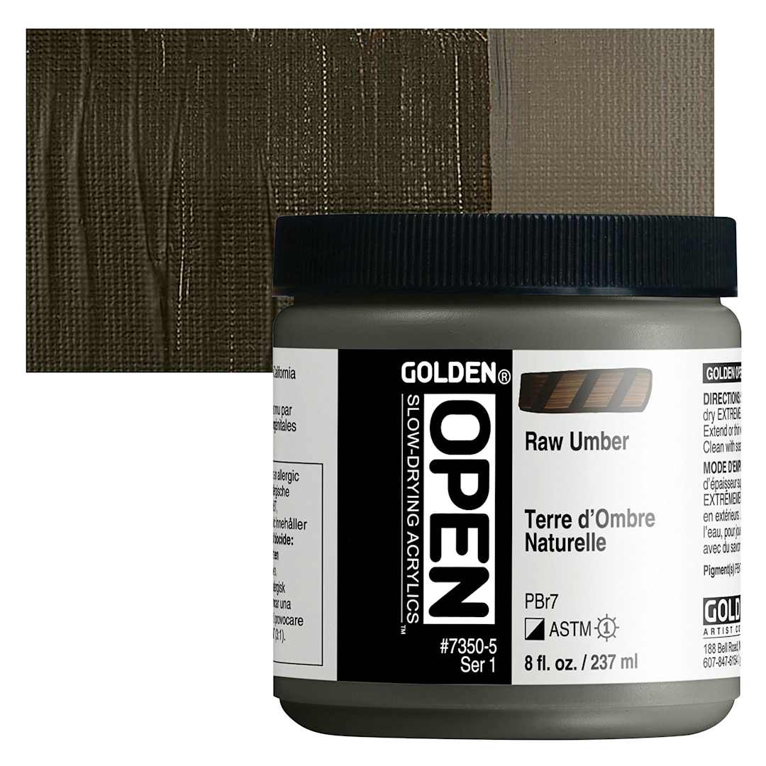 Open in modal - Golden Open Acrylic - Raw Umber, 8 oz jar and swatch