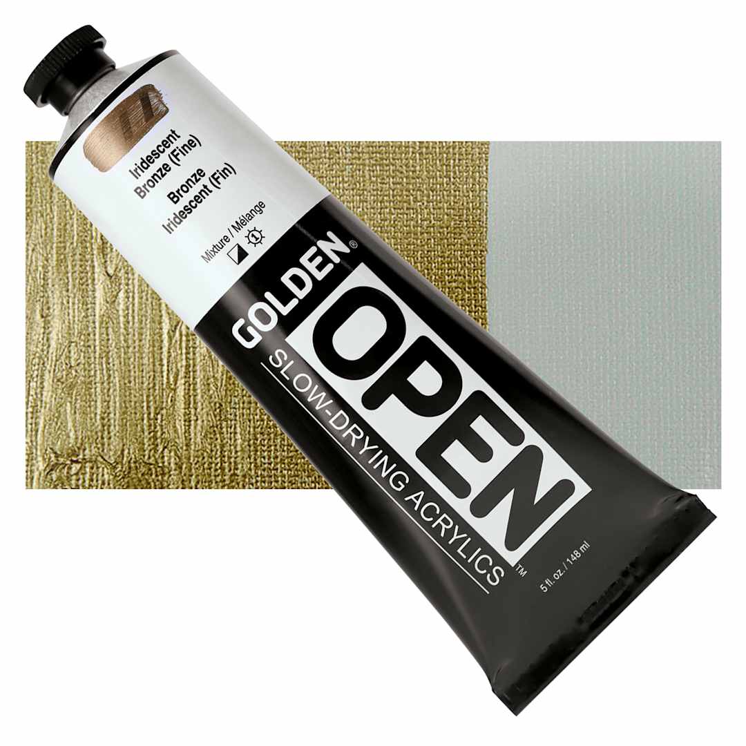 Open in modal - Golden Open Acrylic - Iridescent Bronze (Fine), 5 oz Tube and swatch